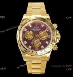 JH Factory AAA Swiss Rolex Daytona JH 4130 Chronograph Watch Rose Red Dial Yellow Gold 40mm